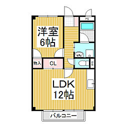 サープラスすずらん 2階1LDKの間取り