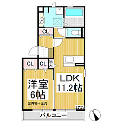 レグラス稲里　F 3階1LDKの間取り