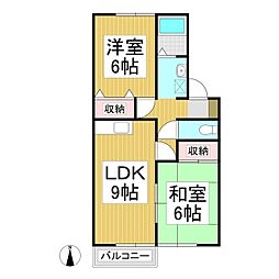 エルプラド21　B棟 2階2DKの間取り