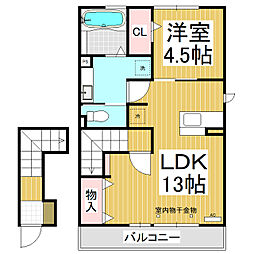 フィガレンス篠山 2階1LDKの間取り
