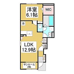 ダイヤモンド　MOON　III 1階1LDKの間取り