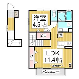 Casa de coral（カサ・デ・コラル） 2階1LDKの間取り