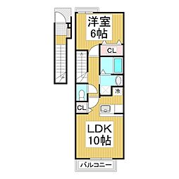 プリマクラッセ 2階1LDKの間取り