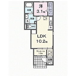 ラ　フェリーチェ　篠ノ井 1階1LDKの間取り