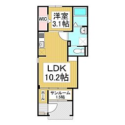 ラ　フェリーチェ　篠ノ井 1階1LDKの間取り