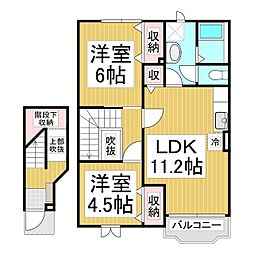 エスポワールＫ＆Ｓ 2階2LDKの間取り
