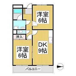 リンピアS・Y 1階2DKの間取り