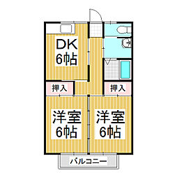 第2ハイツ山本 2DKの間取図画像