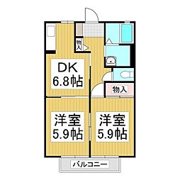 フレグランス久葉 2DKの間取図画像