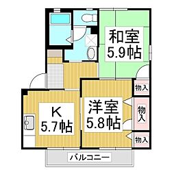 シェル上池田B 2Kの間取図画像