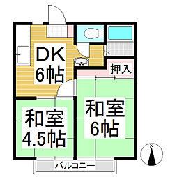 パナハイツ船山A 2Kの間取図画像