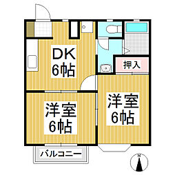 フェニックス清水 2DKの間取図画像