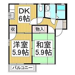 エステートフレンズC 2DKの間取図画像