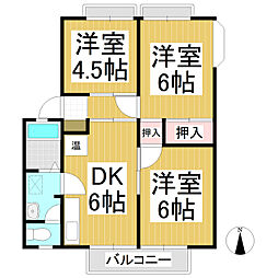 サンシティ川中島A 3DKの間取図画像