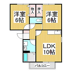 パークタウン桜堂B 2LDKの間取図画像