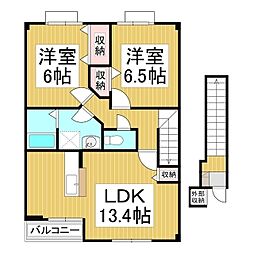 リュミエールA 2LDKの間取図画像