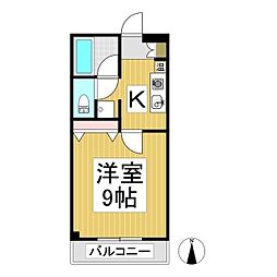 サン・ピュア 1Kの間取図画像