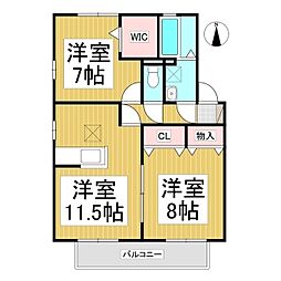 リビングタウン三本柳A 2LDKの間取図画像