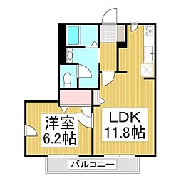 グランデ西河原 1LDKの間取図画像
