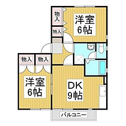 エバンスタウンコスモA 2DKの間取図画像