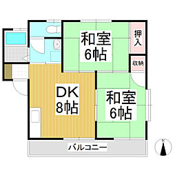 ハイツ松風 2DKの間取図画像