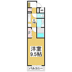 コンフォーティア小柴見 1Kの間取図画像