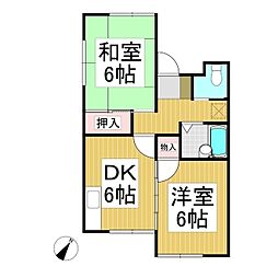 ハイツエトランゼ昭和A 2DKの間取図画像