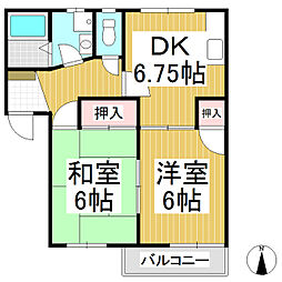 フレグランス川中島 2DKの間取図画像