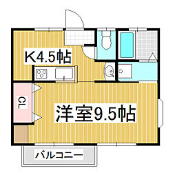 千曲ハイツ 1Kの間取図画像
