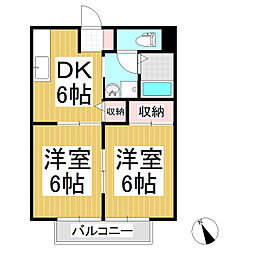 パナハイツ滝幸 2DKの間取図画像