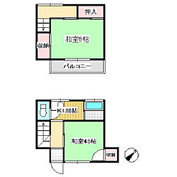 奥山アパート 1階2Kの間取り