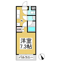 メゾン晩霞　BANKA 3階1Kの間取り