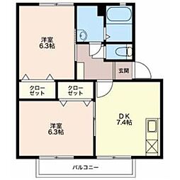 メゾンシャルマン 2DKの間取図画像