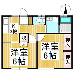 コーポ舞沢B 2Kの間取図画像