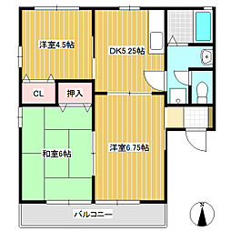 サンコート古里C 3DKの間取図画像