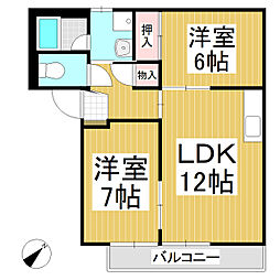 コーポ松 2LDKの間取図画像