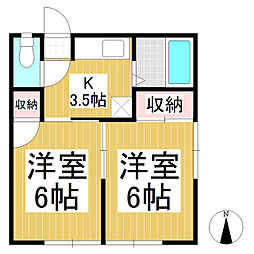 ラセーヌ村前A棟 2Kの間取図画像