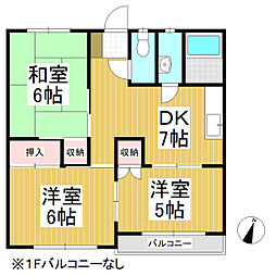 マンションあずま 3DKの間取図画像