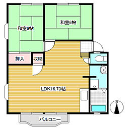 ハイツ駒草1 2LDKの間取図画像