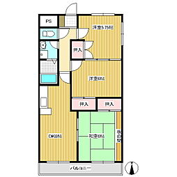 神科グランドマンション 3DKの間取図画像