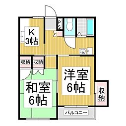 コーポワタル 2Kの間取図画像