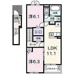 ヴィラ ノーチェ 2LDKの間取図画像