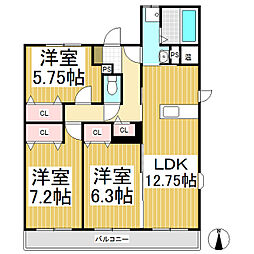 ルパレブリヤンヴィヨレ 3LDKの間取図画像