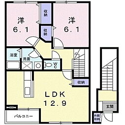 ルーラル・ブラッサムA 2LDKの間取図画像