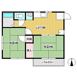 コーポ芙容 2DKの間取図画像