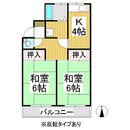 家林ハイツ 2階2Kの間取り