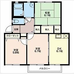 シャトー庄 3DKの間取図画像