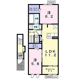 グランドハウス佐久1 2LDKの間取図画像