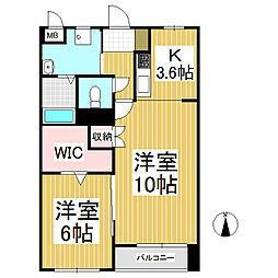 フラッツ幸B棟 1LDKの間取図画像