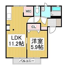芝宮ハイツ 1LDKの間取図画像